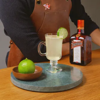 <p>Garnish with a lime twist</p>