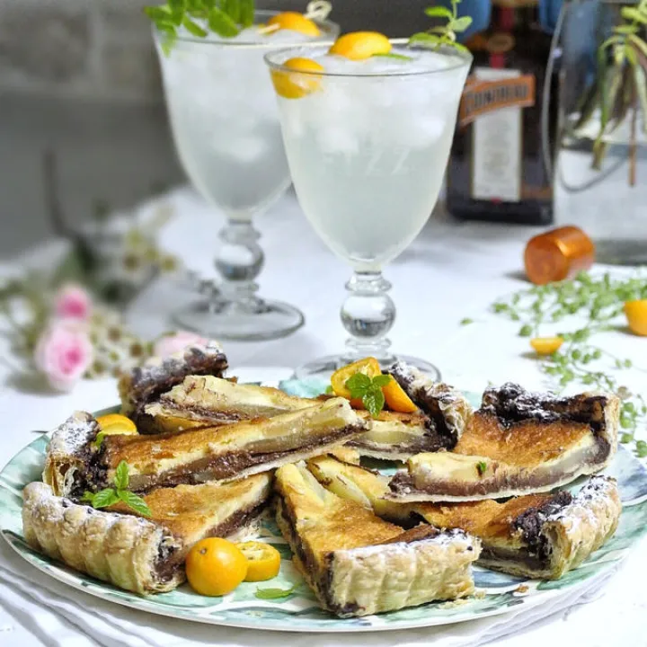 Chocolate and pear tart