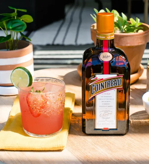 Strawberry Margarita with a Sweet Spicy Rim